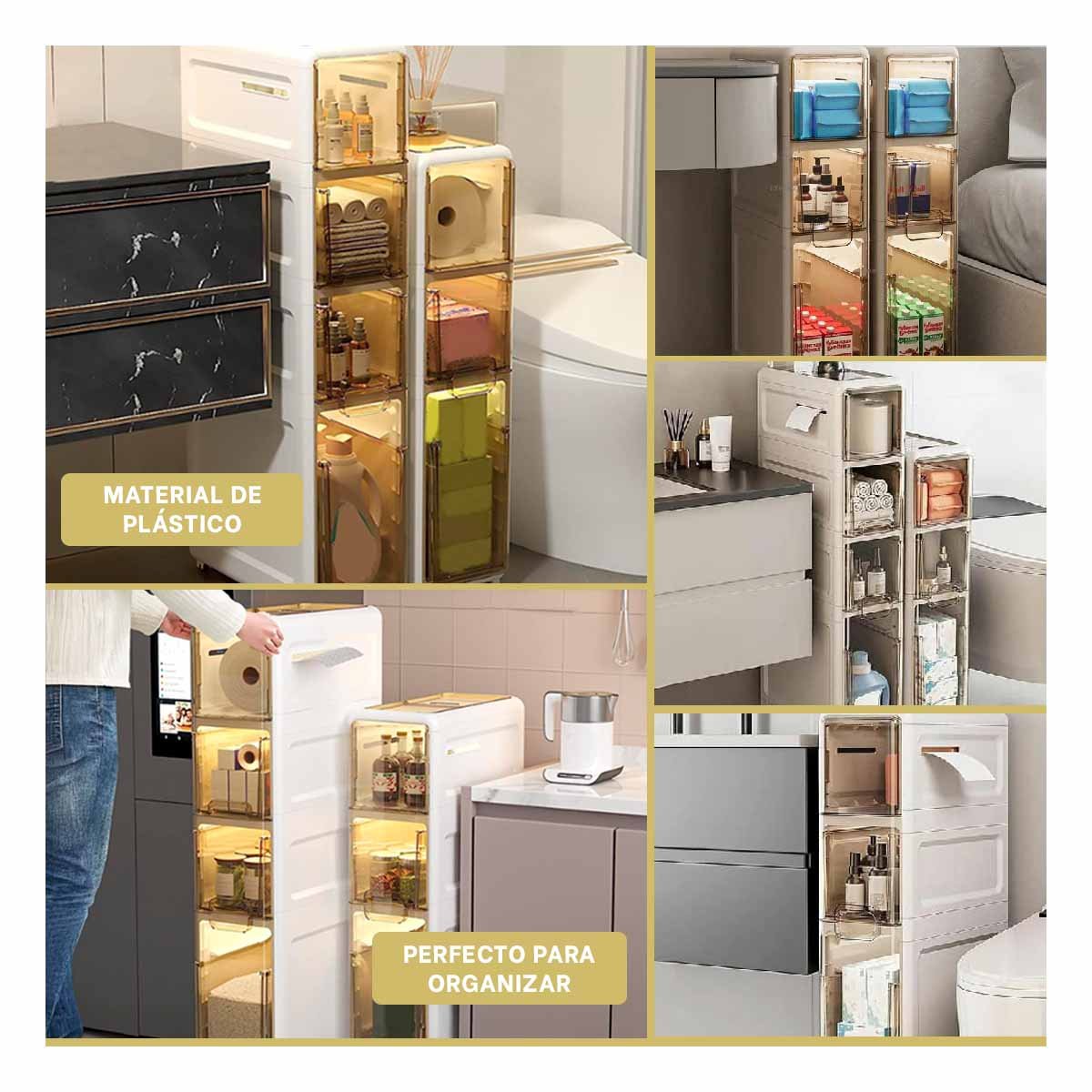 ORGANIZADOR BLANCO DE 3 NIVELES CON PUERTAS Y RUEDAS PARA ALMACENAMIENTO - 2