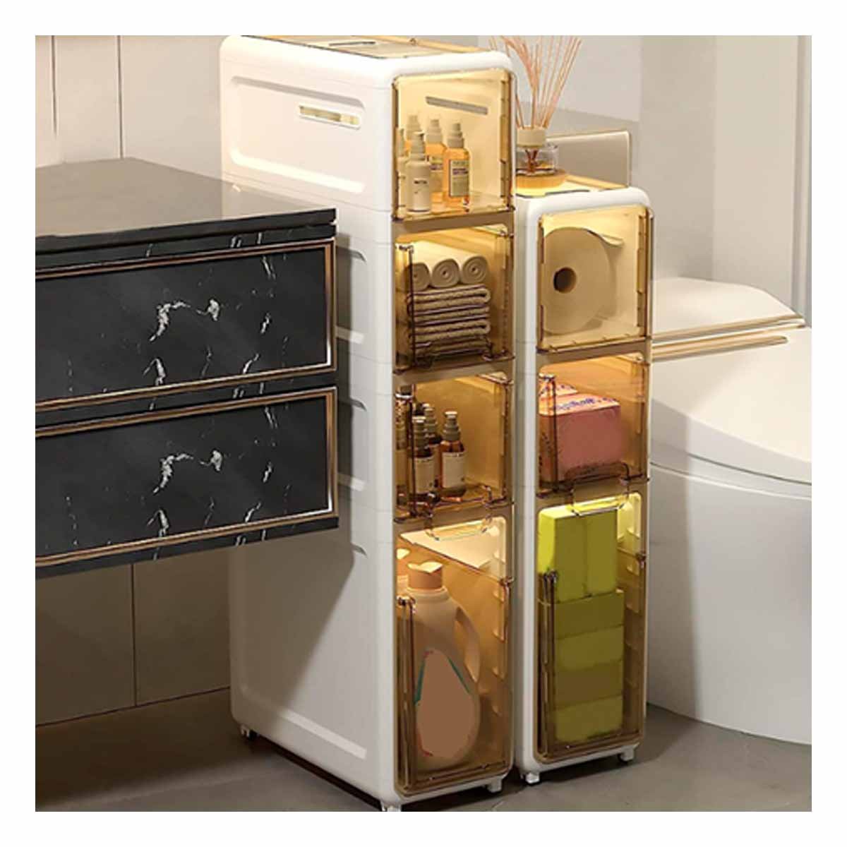 ORGANIZADOR BLANCO DE 3 NIVELES CON PUERTAS Y RUEDAS PARA ALMACENAMIENTO - 3