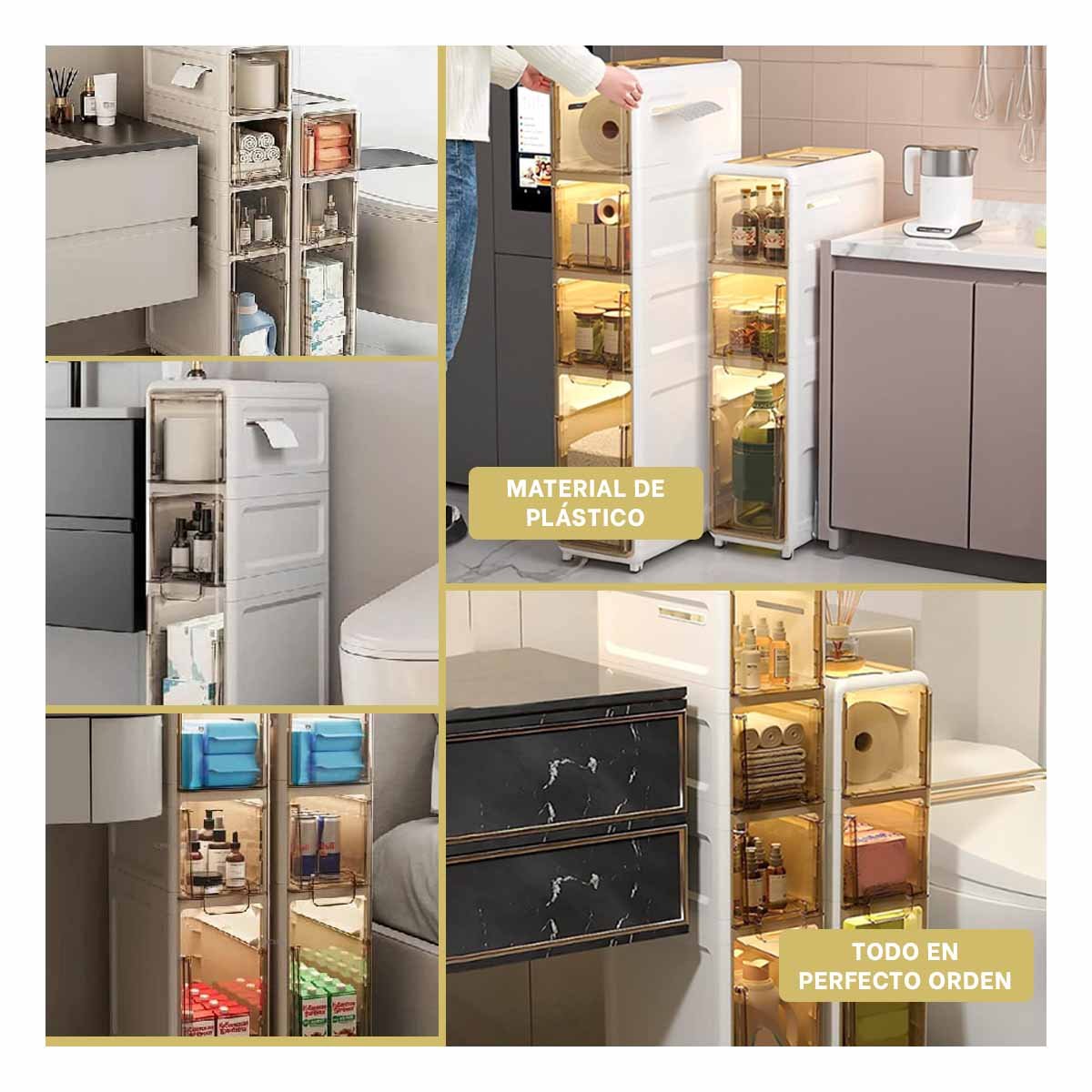 ORGANIZADOR DE 3 NIVELES CON PUERTAS BLANCO Y RUEDAS DE USO DOMESTICO Y+PAPEL REGALO - 3