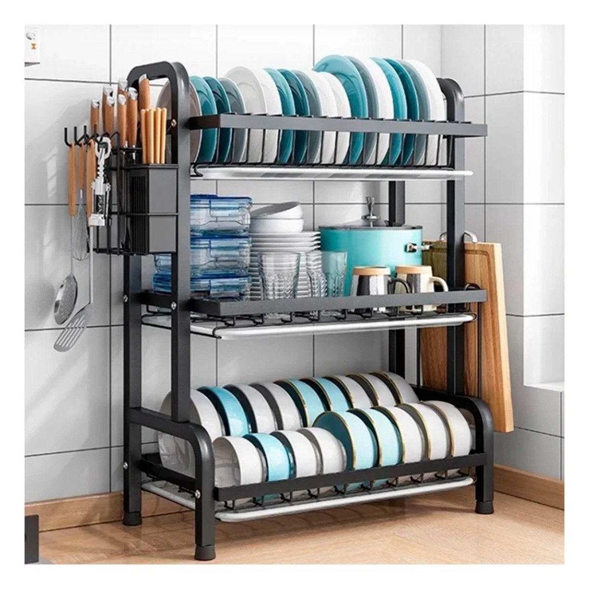 PACK4 ORGANIZADOR DE COCINA CON SOPORTE PARA TABLA NEGRO Y+PAPEL REGALO - 2