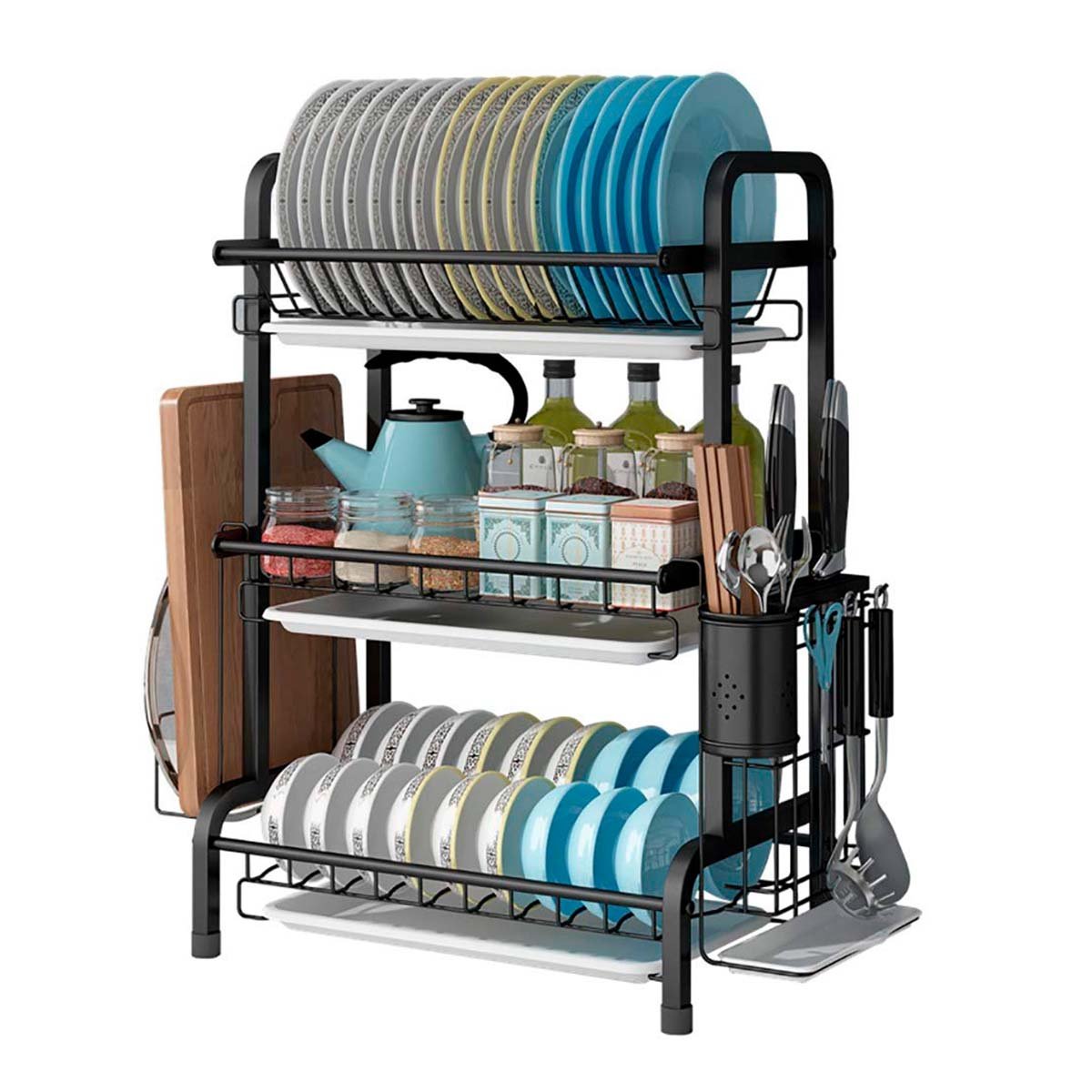 PACK4 ORGANIZADOR DE COCINA CON SOPORTE PARA TABLA NEGRO Y+PAPEL REGALO - 3