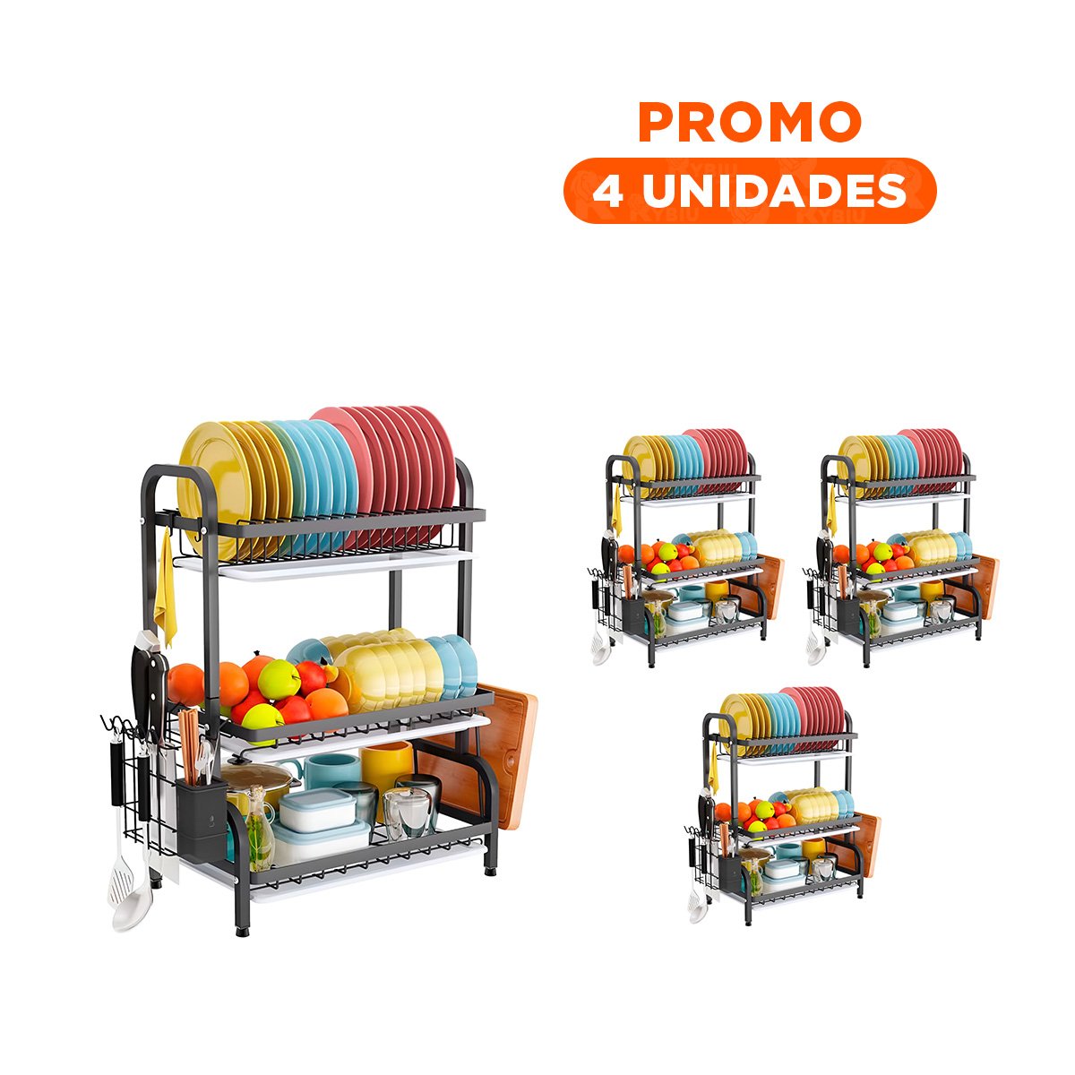 PACK4 ORGANIZADOR NEGRO CON DISTRIBUCION VERTICAL DE 3 NIVELES - 1