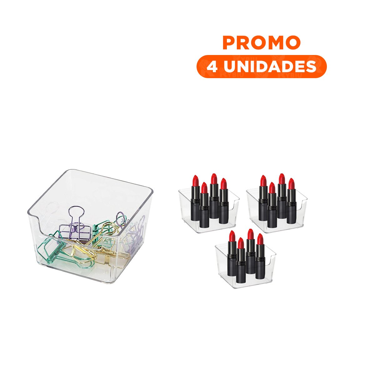 PACK4 MODULO ACRILICO TRANSPARENTE CUADRADO PARA ESCRITORIO Y HOGAR COMPACTO - 1