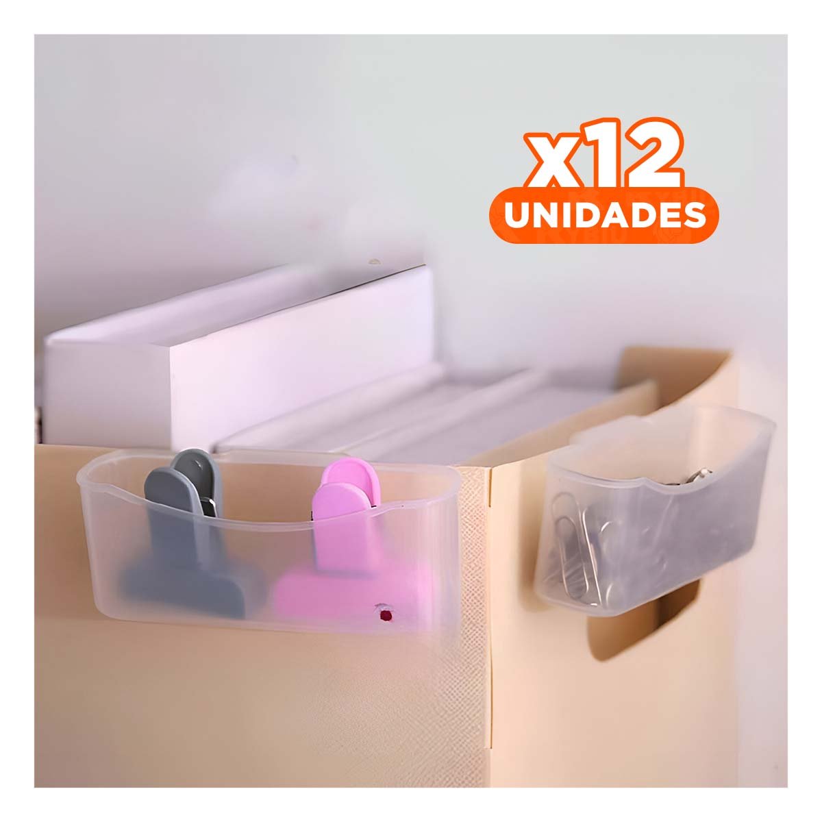 PACK12 MODULO TRANSPARENTE DE ALMACENAMIENTO PARA ESCRITORIO Y REFRIGERADORA Y+PAPEL REGALO - 1