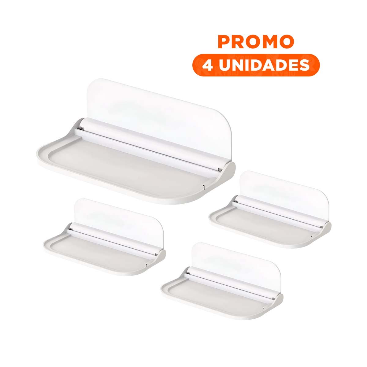 PACK4 SOPORTE FLOTANTE BLANCO PARA PARED CON USO PLEGABLE - 1
