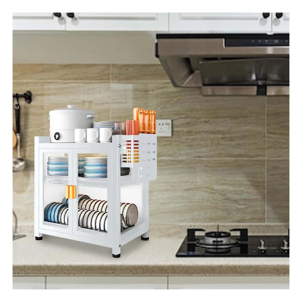 PACK2 ESTRUCTURA DE COCINA CON PUERTAS Y BANDEJAS INTEGRADAS BLANCO - 5
