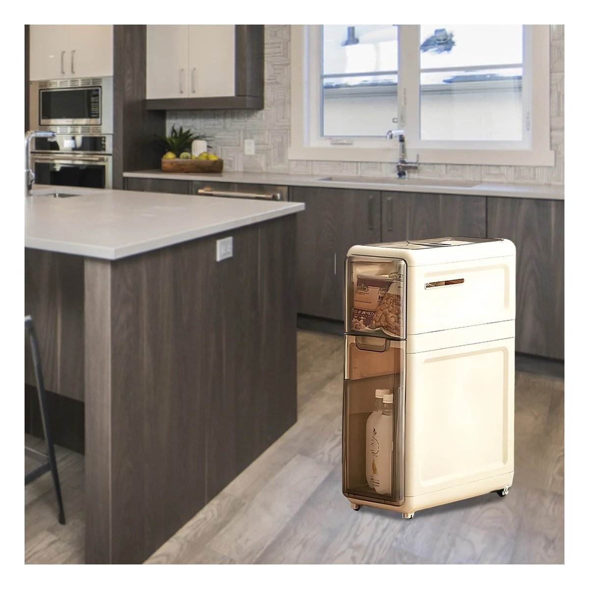 PACK2 SISTEMA ORGANIZADOR BEIGE DE DOS COMPARTIMIENTOS CON PUERTAS PARA ESPACIOS DEL HOGAR - 3