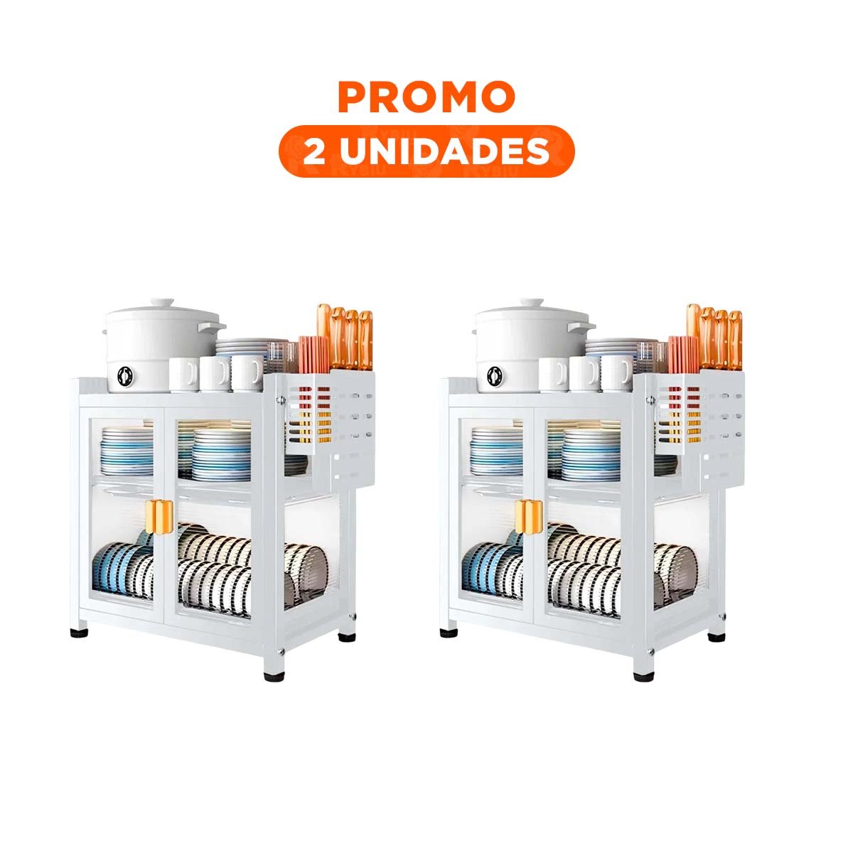PACK2 SISTEMA DE PLATOS CON PUERTAS Y ORGANIZACION DE 2 NIVELES BLANCO Y+REGALO STICKER - 1