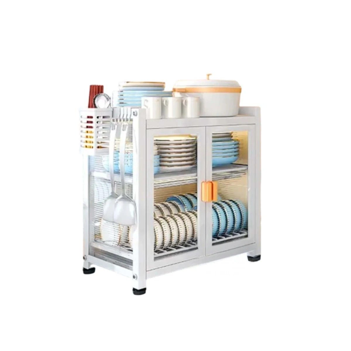 ESCURRIDOR DE COCINA CON PUERTAS 2 NIVELES SOPORTE UTENSILIOS BLANCO Y+REGALO STICKER - 1