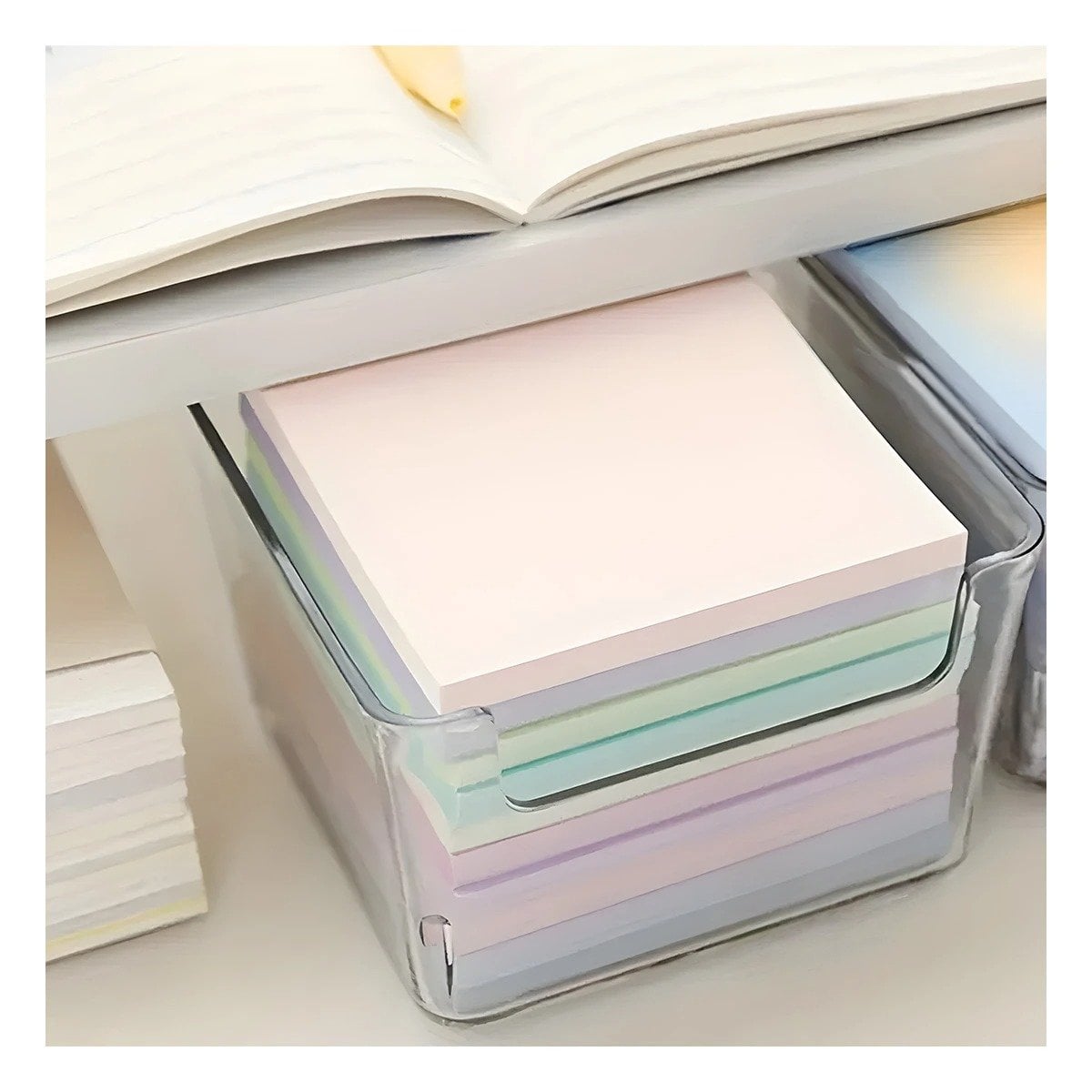 RECIPIENTE ACRILICO TRANSPARENTE CUADRADO PARA ESCRITORIO Y HOGAR DE USO DIARIO Y+LIGAS REGALO - 3