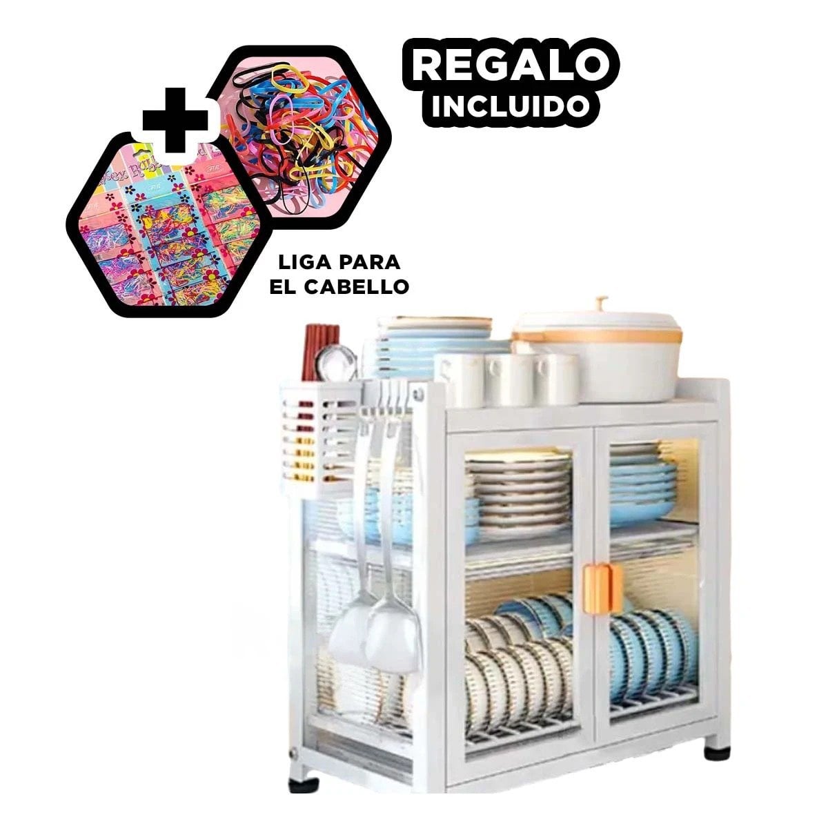 ESCURRIDOR DE PLATOS BLANCO CON PUERTAS LATERALES Y BANDEJAS INTERIORES Y+LIGAS REGALO - 2
