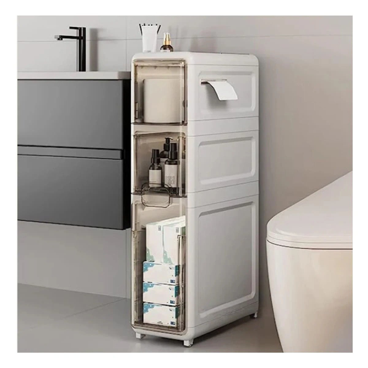 PACK2 GABINETE DE USO DOMESTICO BLANCO CON 3 NIVELES Y PUERTAS Y+REGALO STICKER - 3