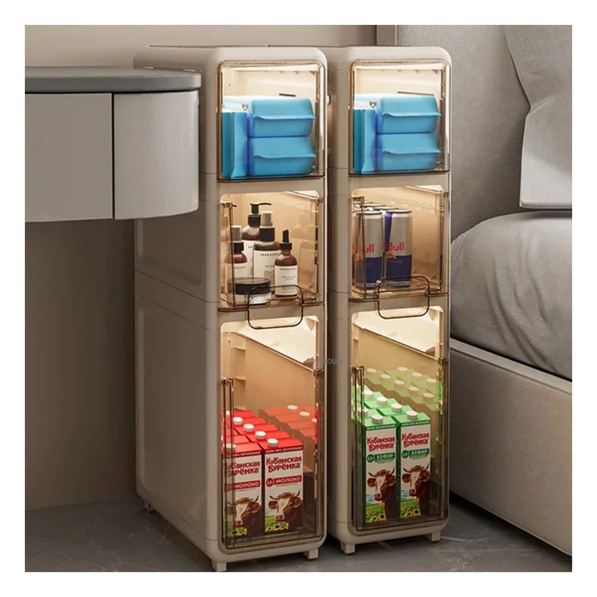 PACK2 GABINETE DE USO DOMESTICO BLANCO CON 3 NIVELES Y PUERTAS Y+REGALO STICKER - 5