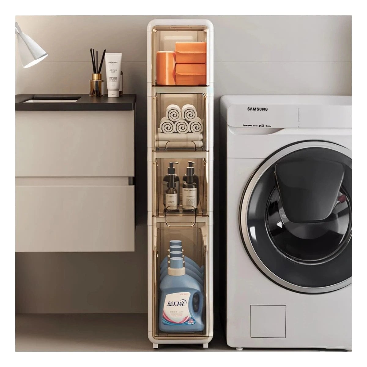 ORGANIZADOR DE ALMACENAMIENTO 4 NIVELES CON PUERTAS Y RUEDAS BLANCO Y+POST IT - 1