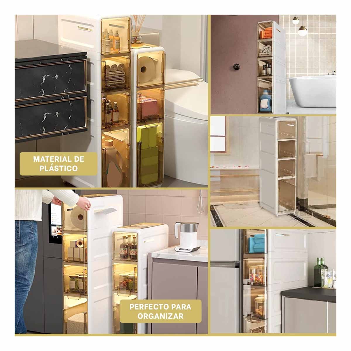 ORGANIZADOR BLANCO CON PUERTAS Y RUEDAS DISTRIBUCION DE 4 NIVELES Y+LIGAS REGALO - 1