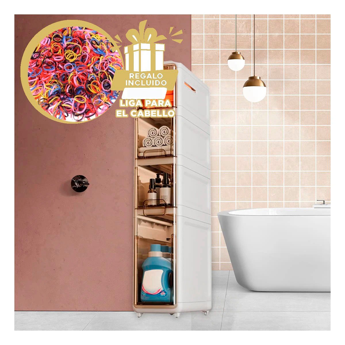 ORGANIZADOR BLANCO CON PUERTAS Y RUEDAS DISTRIBUCION DE 4 NIVELES Y+LIGAS REGALO - 2