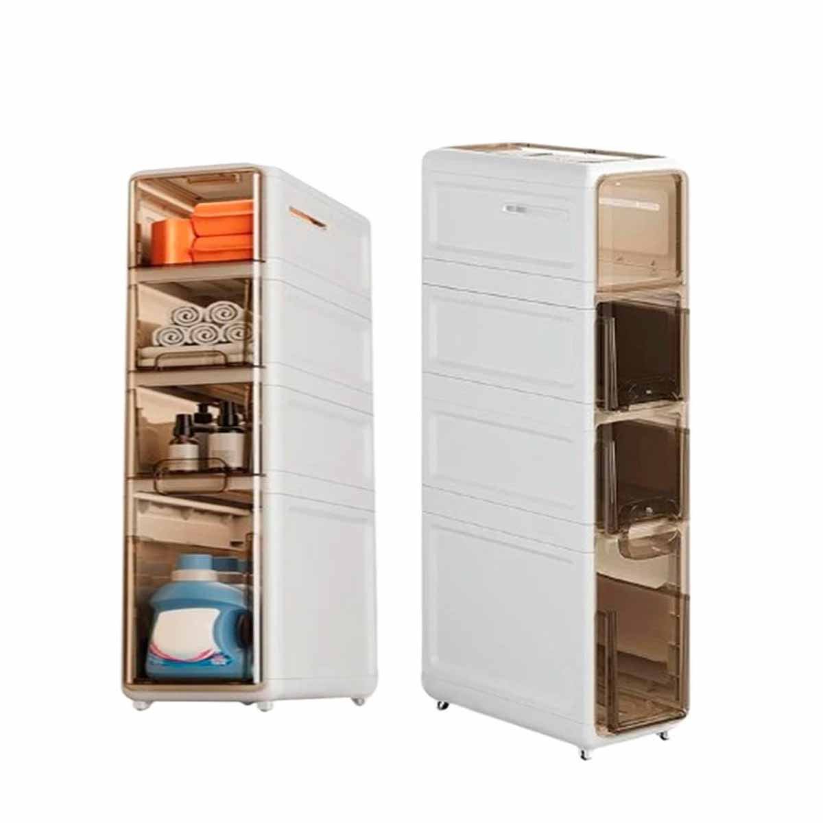 ORGANIZADOR BLANCO CON PUERTAS Y RUEDAS DISTRIBUCION DE 4 NIVELES Y+LIGAS REGALO - 5