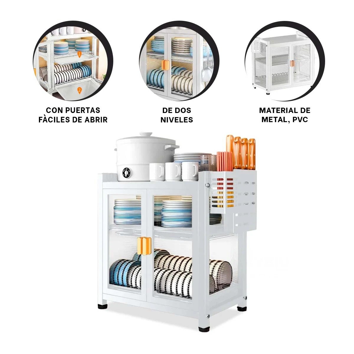 ESCURRIDOR BLANCO CON PUERTAS Y SISTEMA DE 2 NIVELES CON BANDEJAS INTERIORES Y+PAPEL REGALO - 5