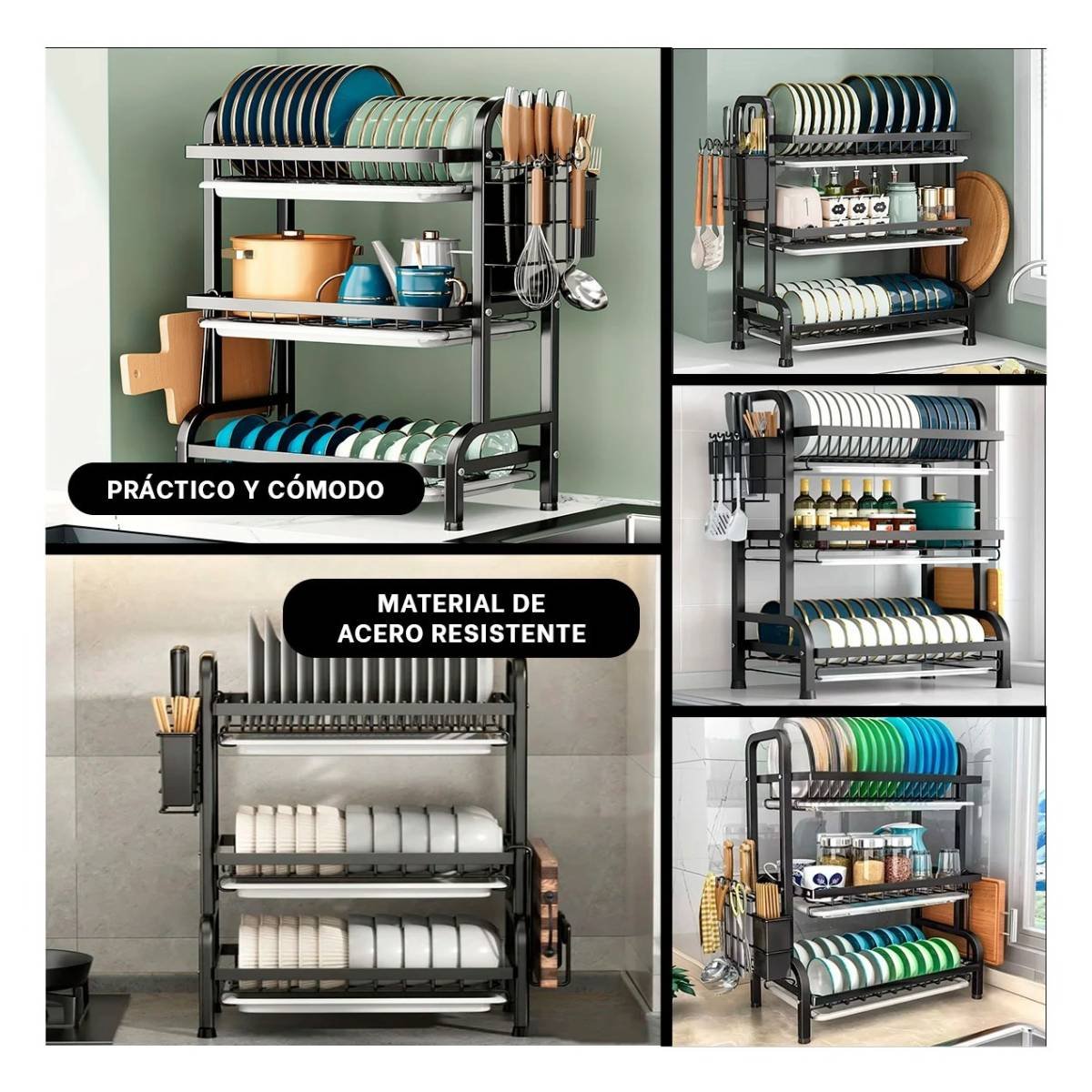 PACK4 ESTRUCTURA NEGRA CON ORGANIZACION VERTICAL DE COCINA Y+REGALO STICKER - 2