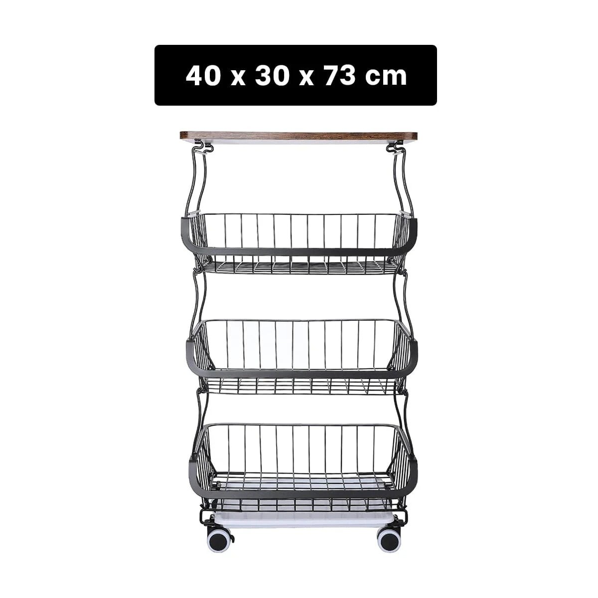 ORGANIZADOR MODULAR NEGRO DE 4 SECCIONES EN ACERO Y MADERA CON RUEDAS Y+REGALO STICKER - 4