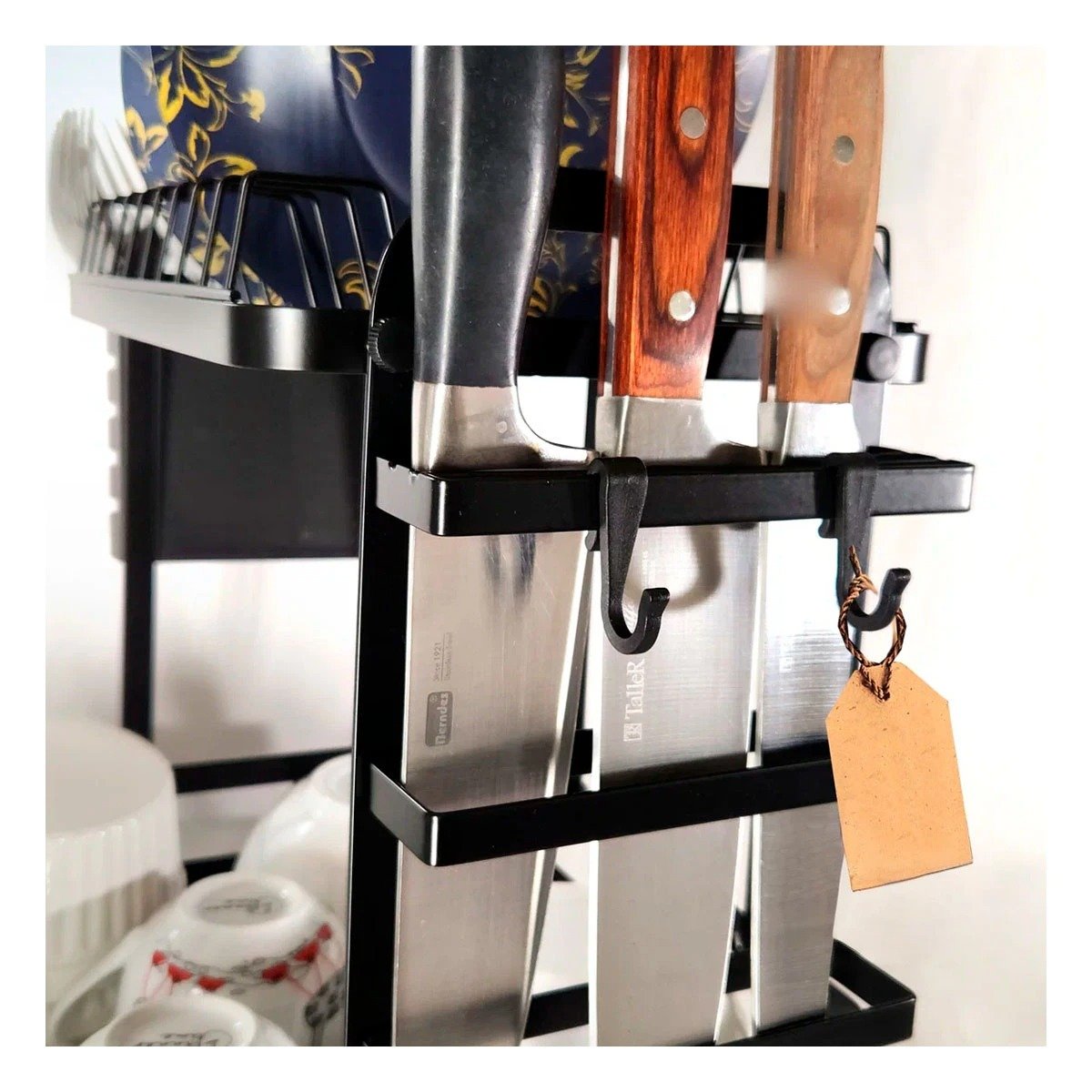 PACK2 SOPORTE DE PLATOS NEGRO CON DISTRIBUCION DE 3 NIVELES Y DRENAJE - 5