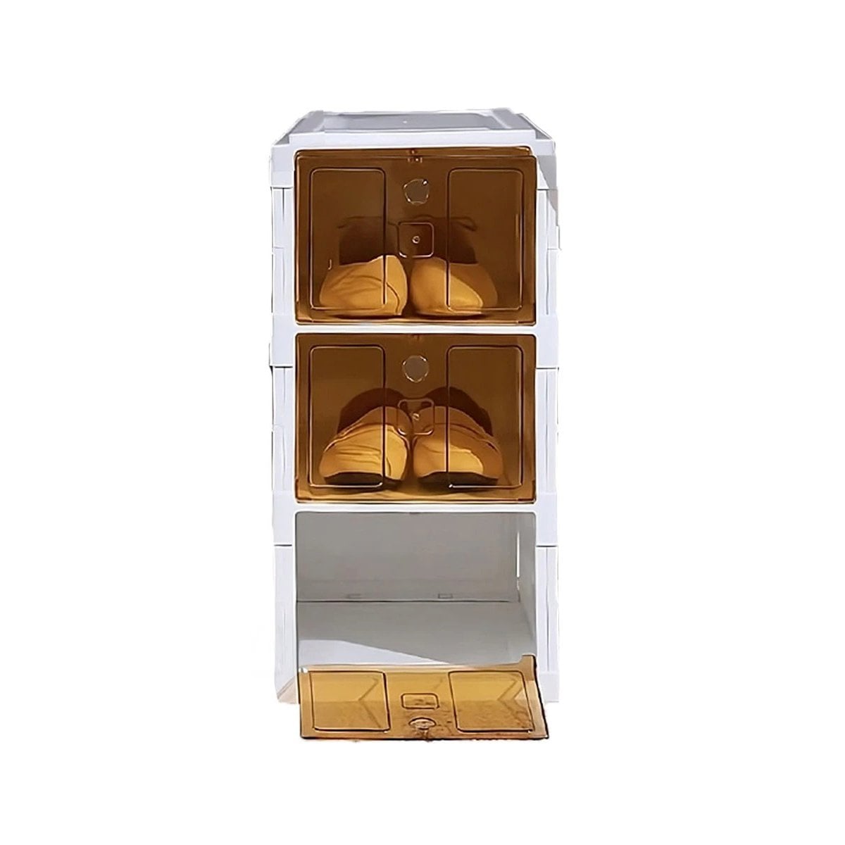 ZAPATERA DE 3 NIVELES CON TAPA AMBAR Y ESTRUCTURA PLEGABLE BLANCA Y+LIGAS REGALO - 5