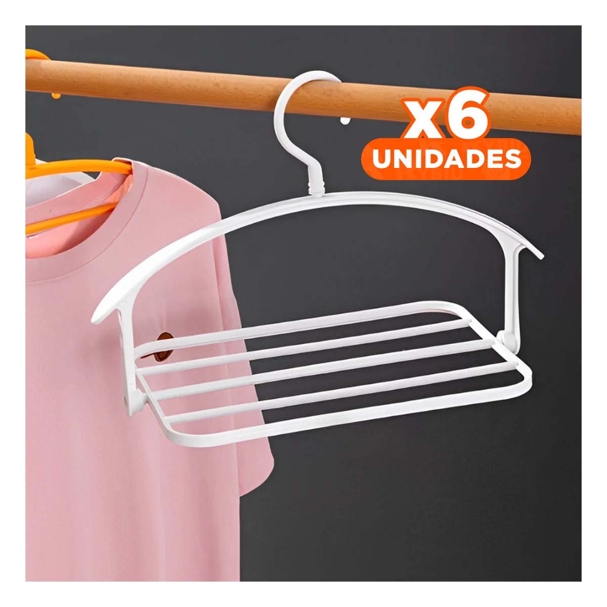 PACK6 ORGANIZADOR PARA ROPA GIRATORIO CON FUNCION MULTIFUNCIONAL BLANCO Y+PAPEL REGALO - 1