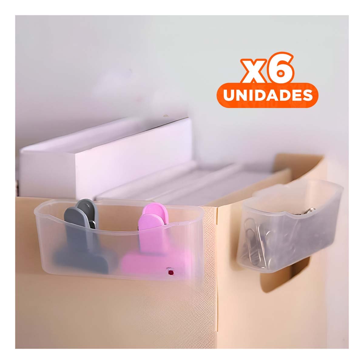 PACK6 RECIPIENTE MULTIUSO TRANSPARENTE CON SET DE 4 PARA REFRIGERADORA Y ESCRITORIO - 1