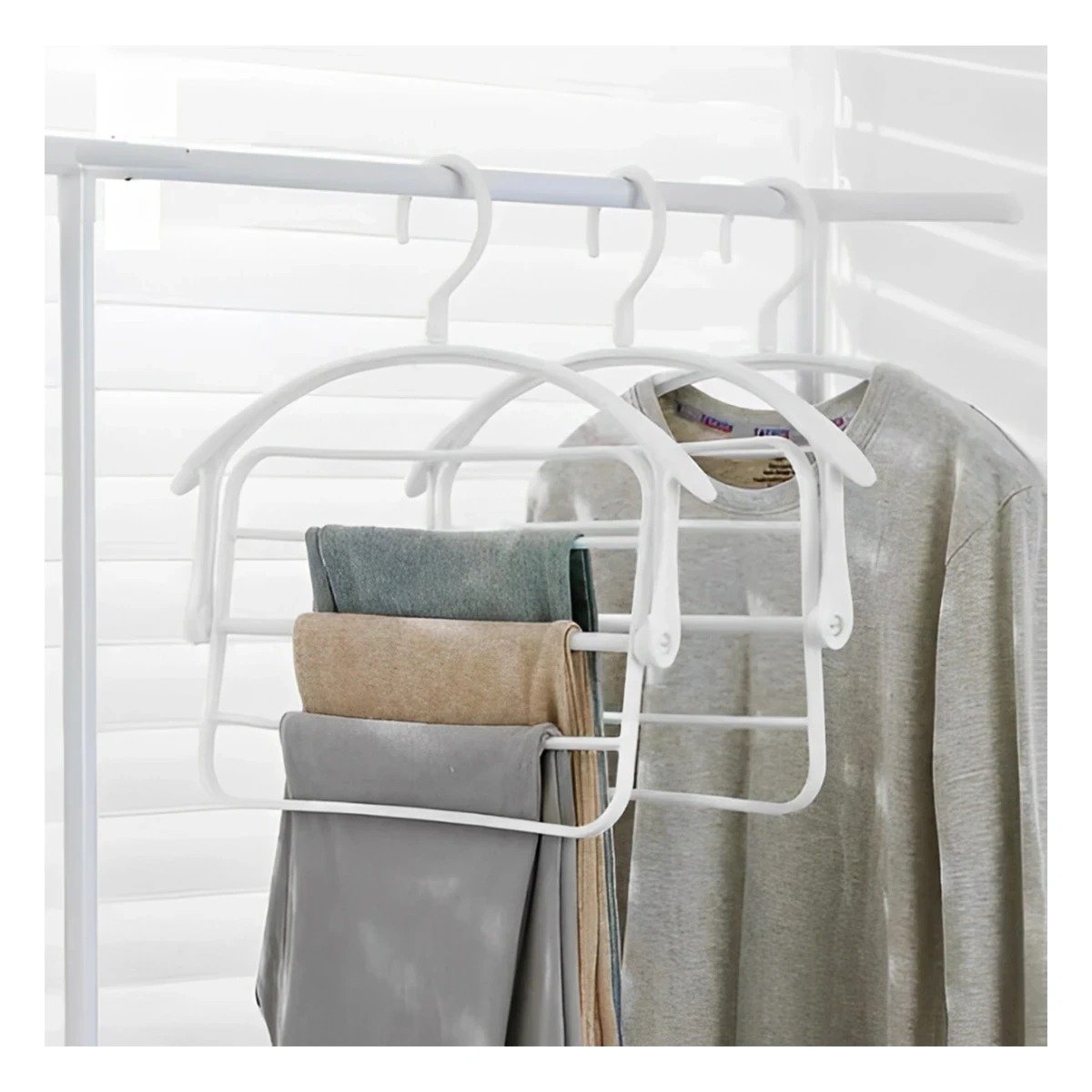 PACK12 SISTEMA BLANCO PARA ROPA CON FUNCION GIRATORIA MULTIFUNCIONAL Y+REGALO STICKER - 3