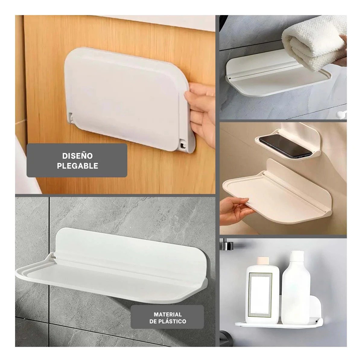PACK2 ESTANTE PARA PARED FLOTANTE CON SISTEMA PLEGABLE BLANCO Y+PAPEL REGALO - 3