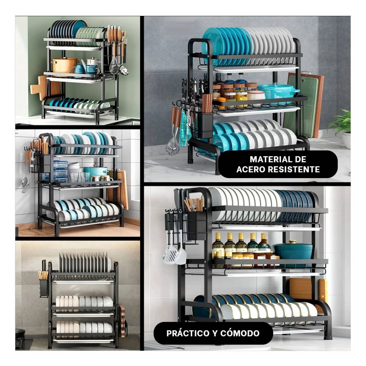 PACK6 ESTRUCTURA DE COCINA NEGRO CON AREA MULTIFUNCIONAL Y+PAPEL REGALO - 3