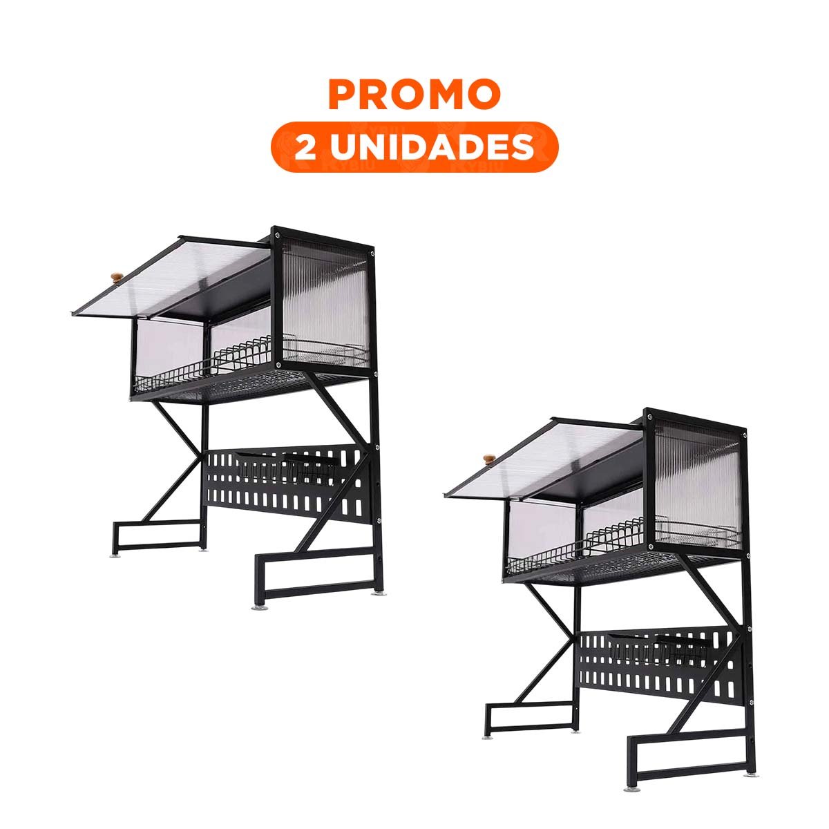 PACK2 ORGANIZADOR NEGRO CON ALACENA SUPERIOR Y ZONA DE LAVADERO Y+REGALO STICKER - 1