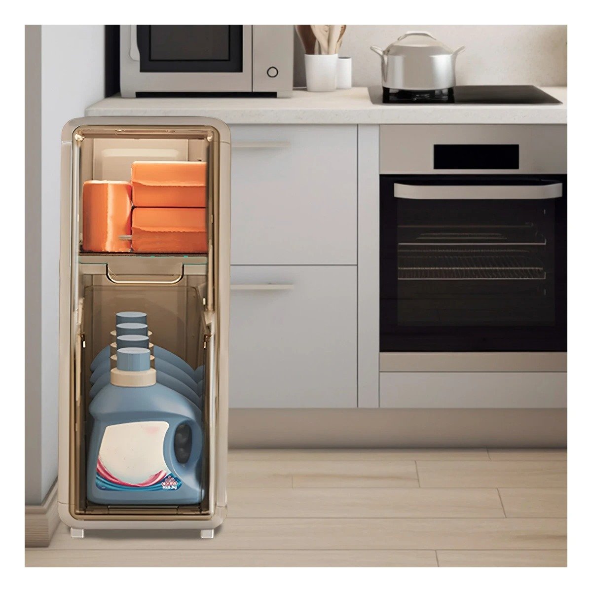CLOSET ORGANIZADOR BEIGE DE DOS NIVELES CON PUERTAS PARA USO DOMESTICO Y+LIGAS REGALO - 3