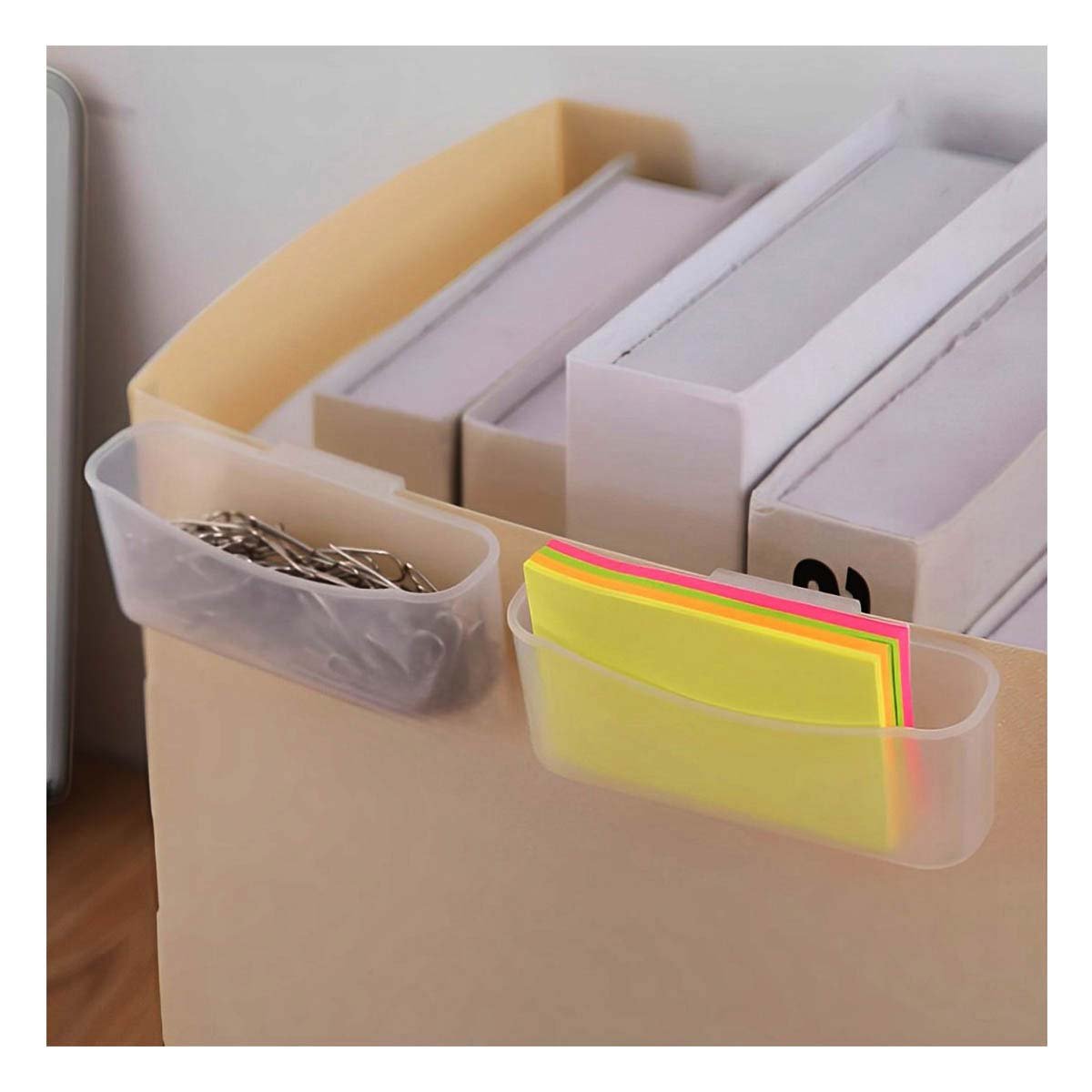 PACK6 RECIPIENTE TRANSPARENTE DE ORGANIZACION PARA ESCRITORIO SET DE 4 Y+REGALO STICKER - 3