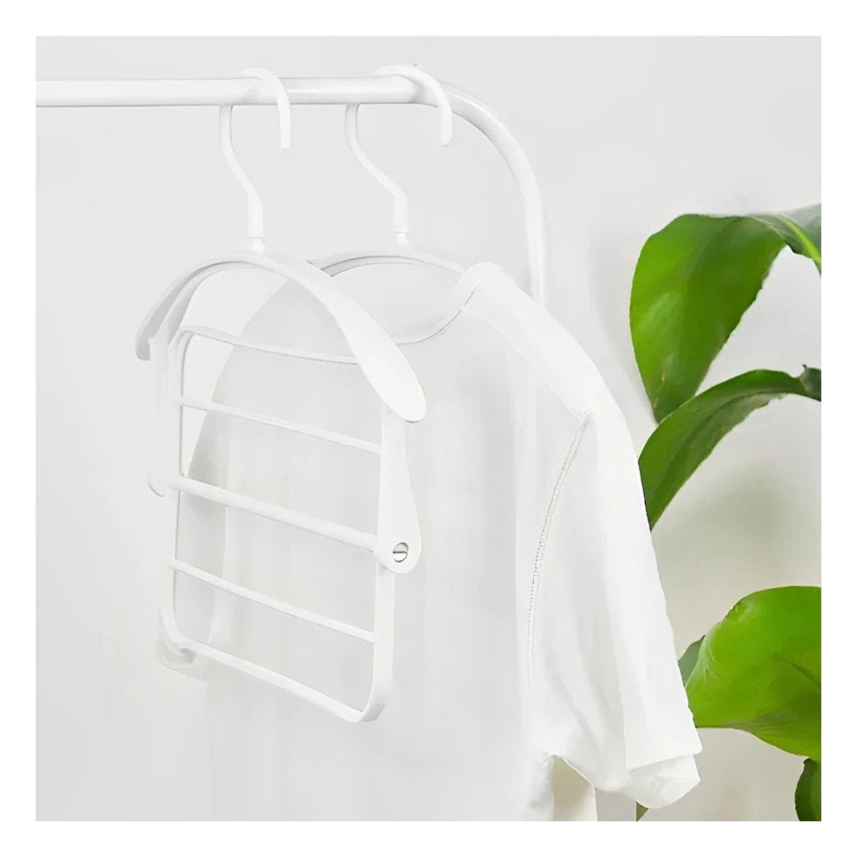 PERCHERO PARA ROPA GIRATORIO CON FUNCION MULTIFUNCIONAL Y ACABADO BLANCO Y+REGALO STICKER - 2