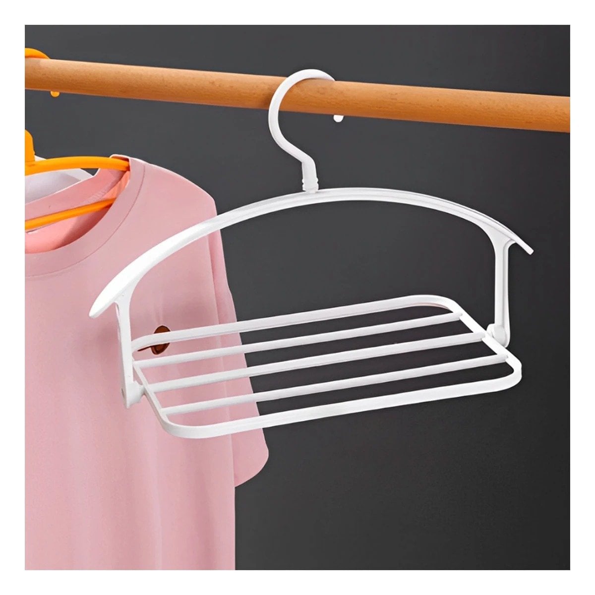 PERCHERO PARA ROPA GIRATORIO CON FUNCION MULTIFUNCIONAL Y ACABADO BLANCO Y+REGALO STICKER - 5