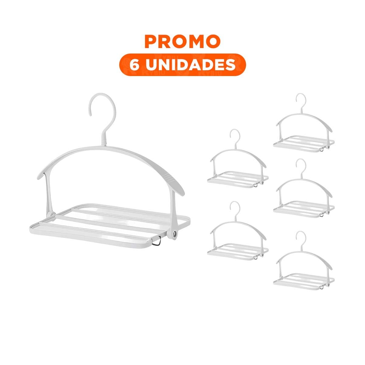 PACK6 ORGANIZADOR BLANCO GIRATORIO MULTIFUNCIONAL PARA COLGAR ROPA Y+REGALO STICKER - 1