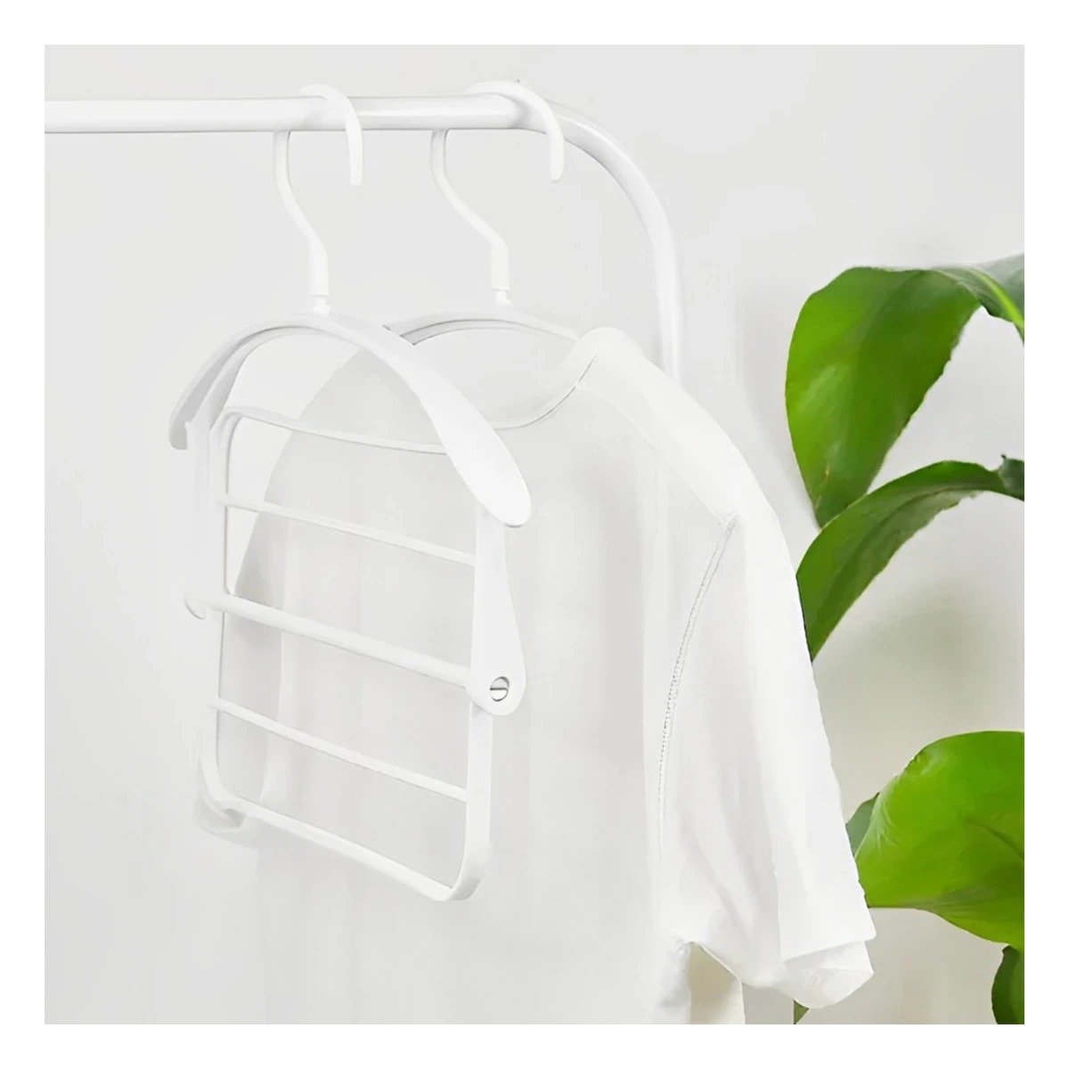 PACK2 SOPORTE GIRATORIO PARA ROPA CON ESTRUCTURA MULTIFUNCIONAL EN BLANCO Y+REGALO STICKER - 5