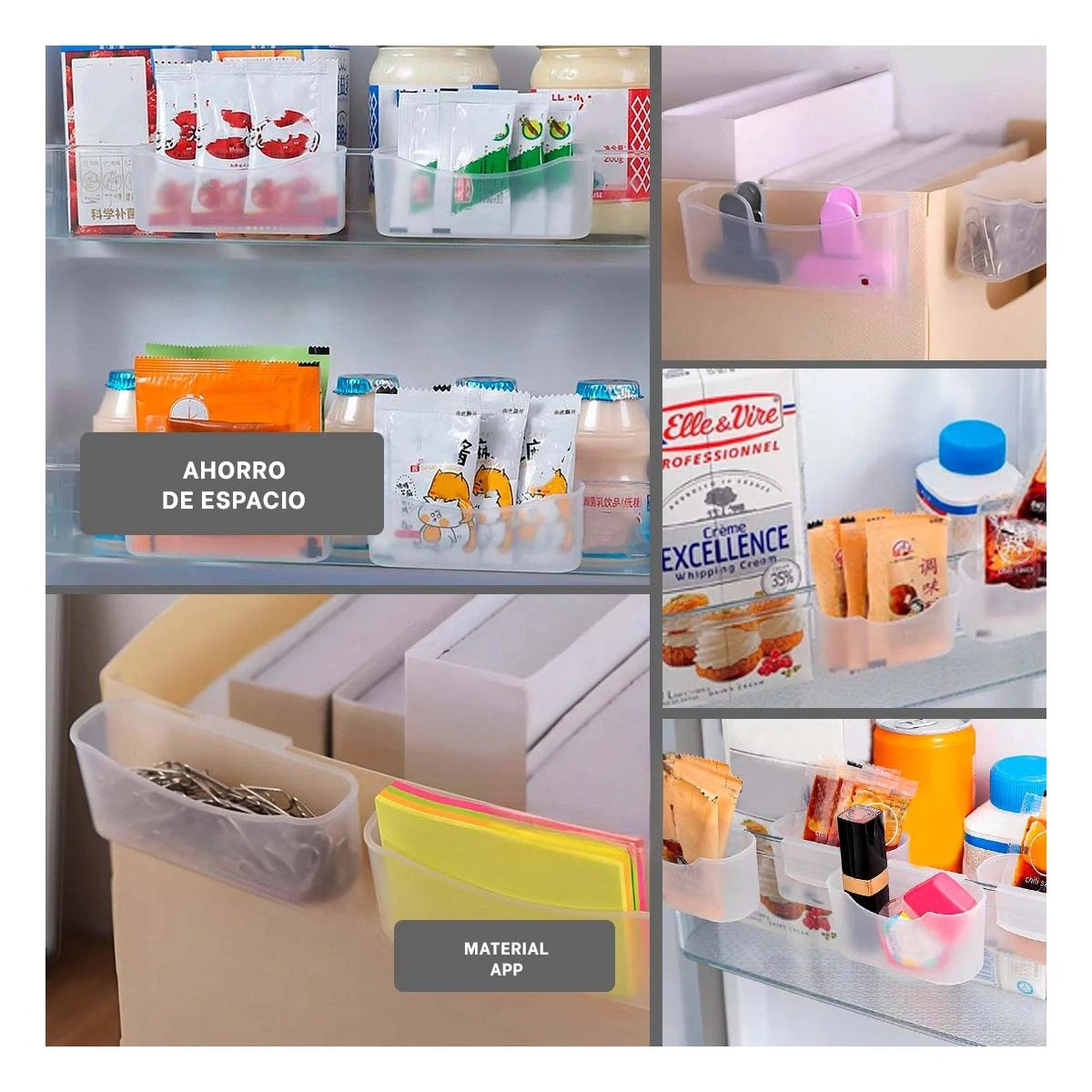 CAJA TRANSPARENTE ORGANIZADORA PARA ESCRITORIO Y REFRIGERADORA SET DE 4 Y+PAPEL REGALO - 3