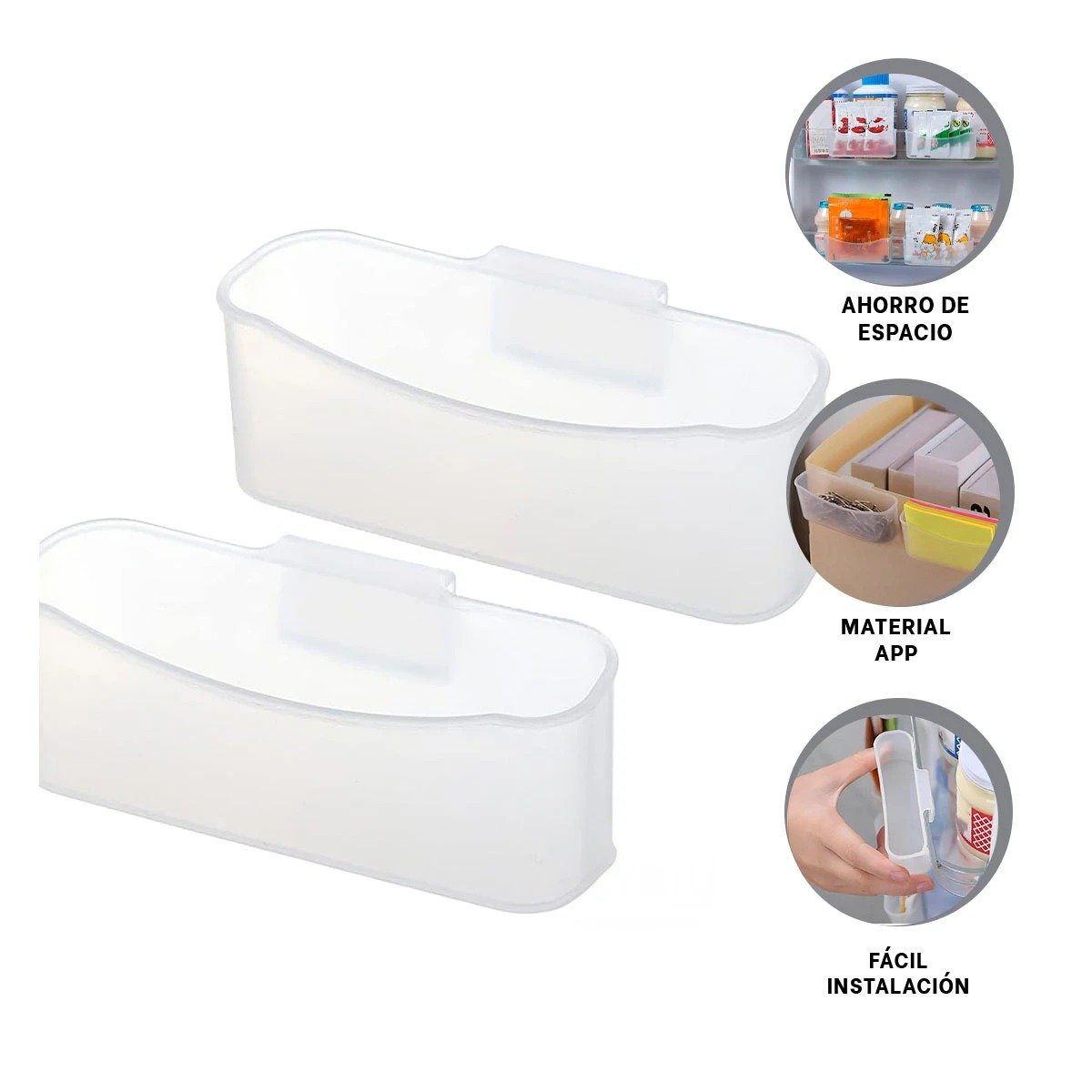 CAJA TRANSPARENTE ORGANIZADORA PARA ESCRITORIO Y REFRIGERADORA SET DE 4 Y+PAPEL REGALO - 5