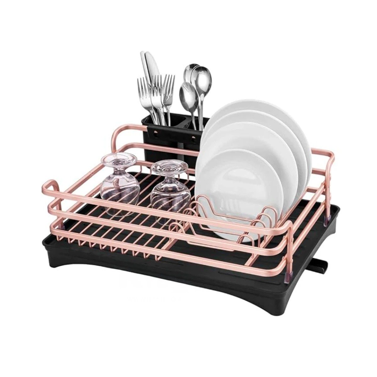 ESCURRIDOR DE PLATOS ORO ROSA CON ORGANIZACION Y SISTEMA DE DRENAJE Y+LIGAS REGALO - 5