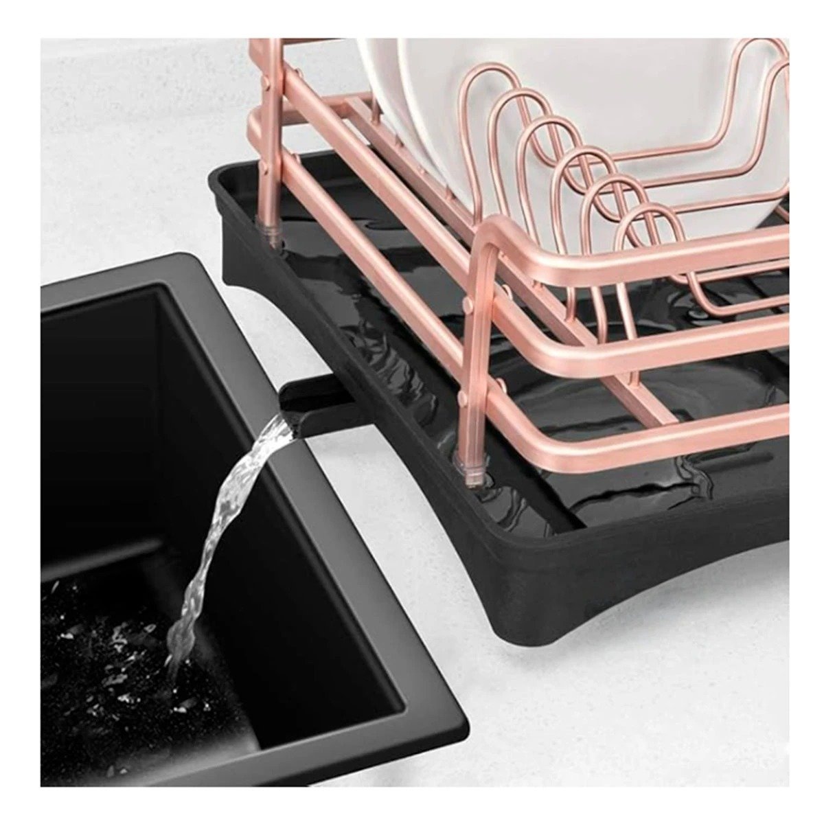 PACK2 ORGANIZADOR DE PLATOS DE USO DIARIO CON DRENAJE ORO ROSA - 5