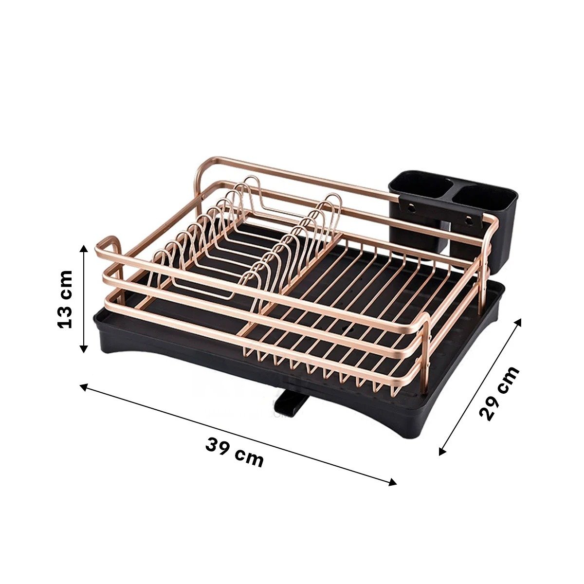 ESCURRIDOR DE PLATOS CON SOPORTE PARA UTENSILIOS Y SISTEMA DE DRENAJE ORO ROSA - 4