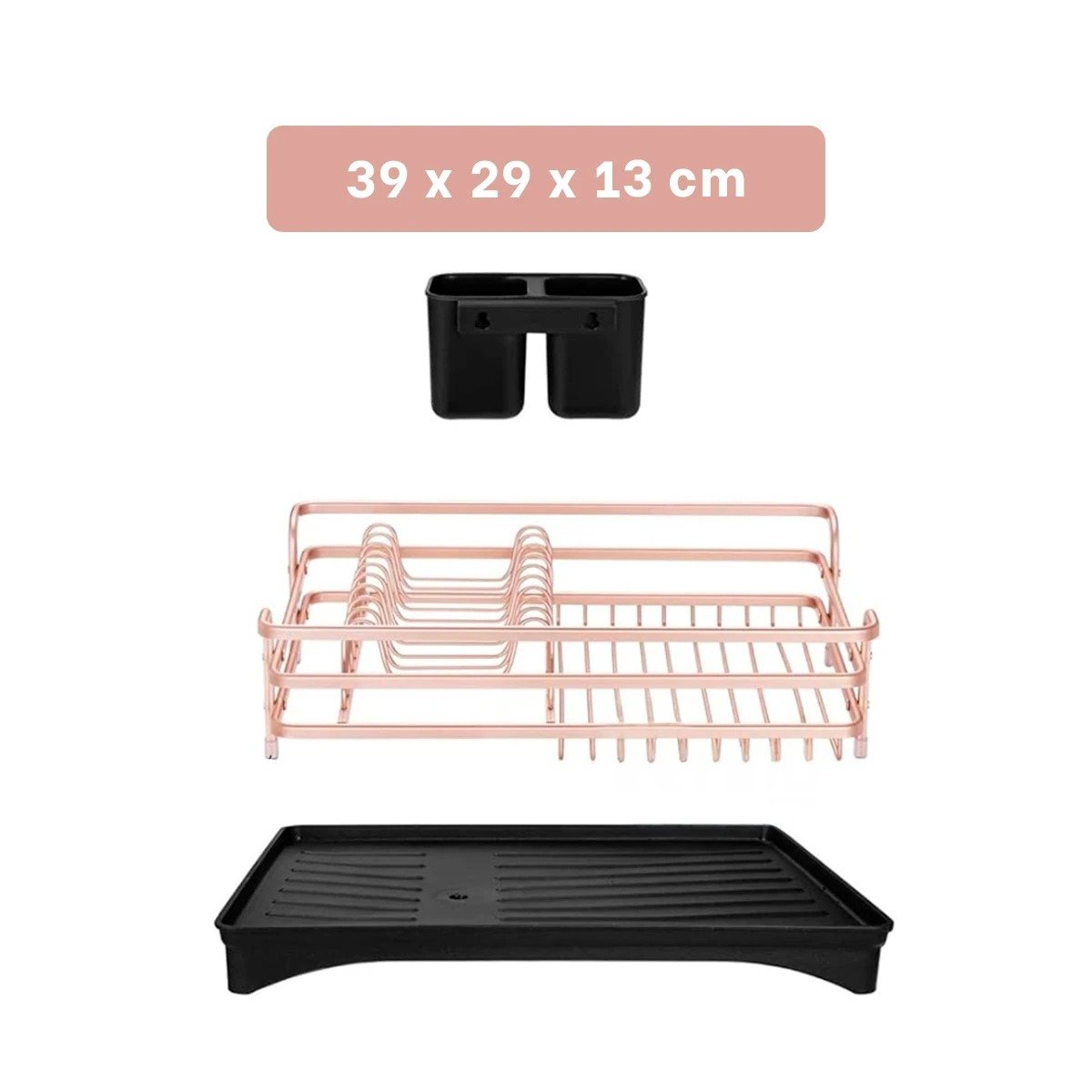 ESCURRIDOR ORO ROSA CON SISTEMA DE DRENAJE Y SOPORTE PARA UTENSILIOS Y+PAPEL REGALO - 4
