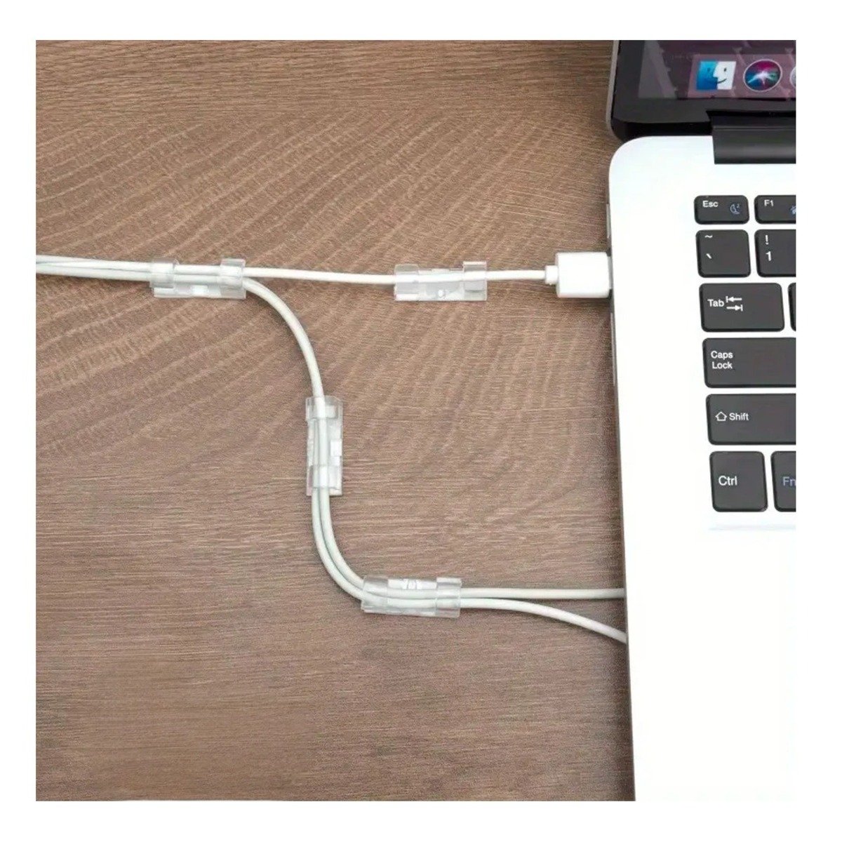 CLIPS PARA CABLES ORGANIZADORES CON SET TRANSPARENTE DE 16 PIEZAS PARA OFICINA Y+PAPEL REGALO - 2