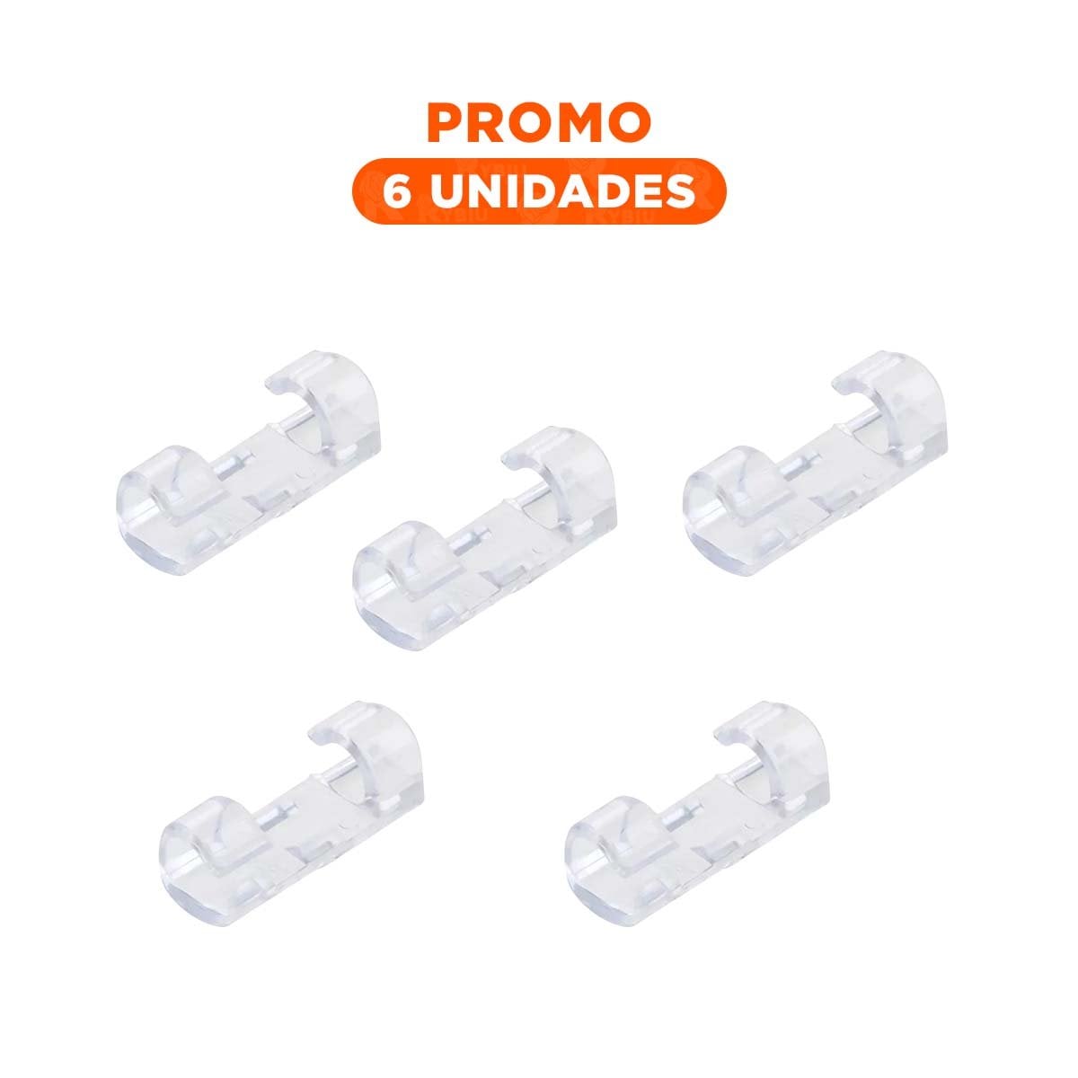 PACK6 SOPORTES ORGANIZADORES DE CABLES CON 16 PIEZAS PARA HOGAR TRANSPARENTE Y+REGALO STICKER - 1