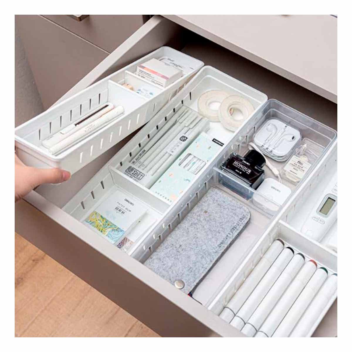 PACK12 CONTENEDOR BLANCO CON TABLEROS AJUSTABLES COMPACTO MULTIUSO CAJONES Y+PAPEL REGALO - 3