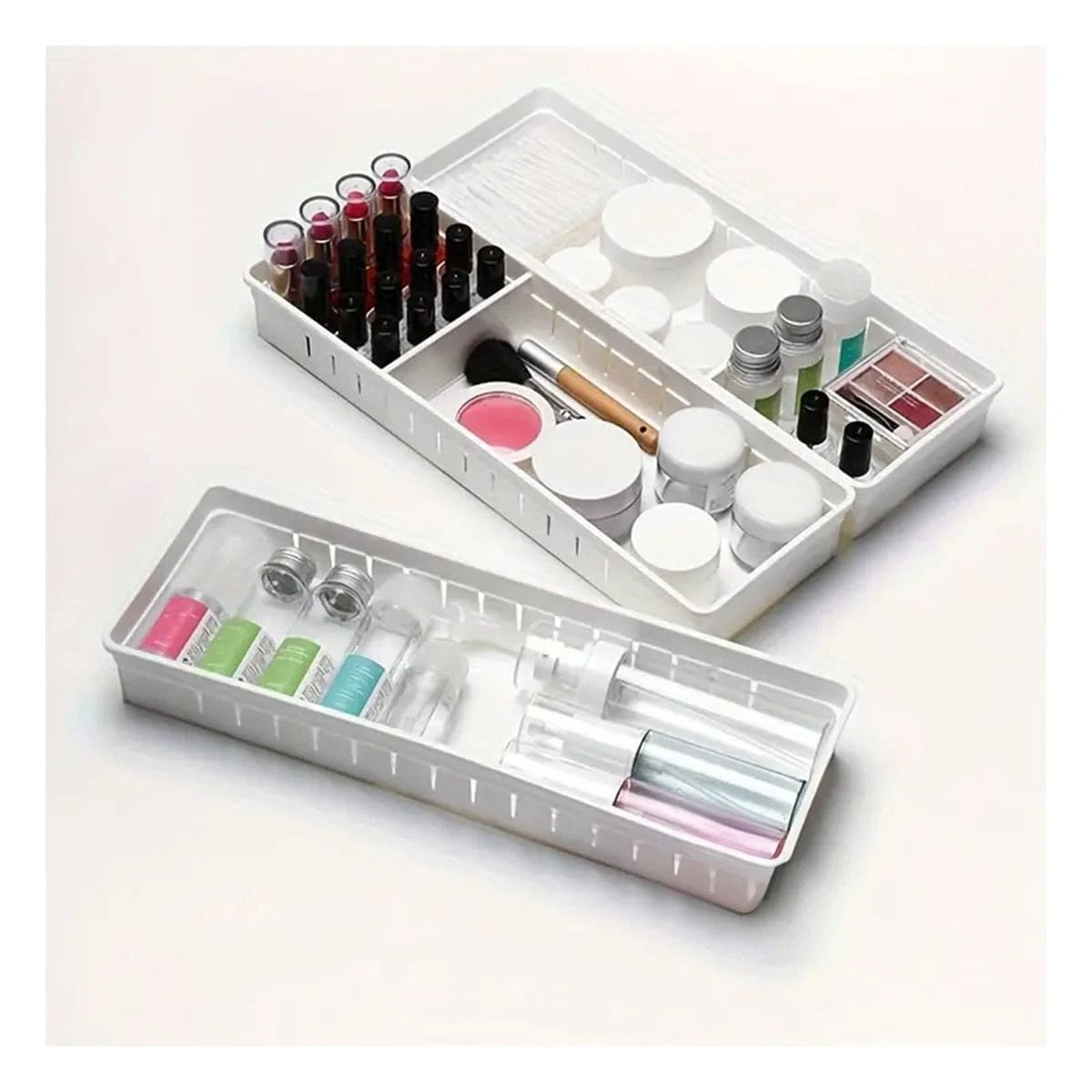 PACK6 CESTA BLANCA COMPACTA CON DIVISIONES MOVILES PERFECTA PARA ORDEN HOGAR Y+PAPEL REGALO - 5