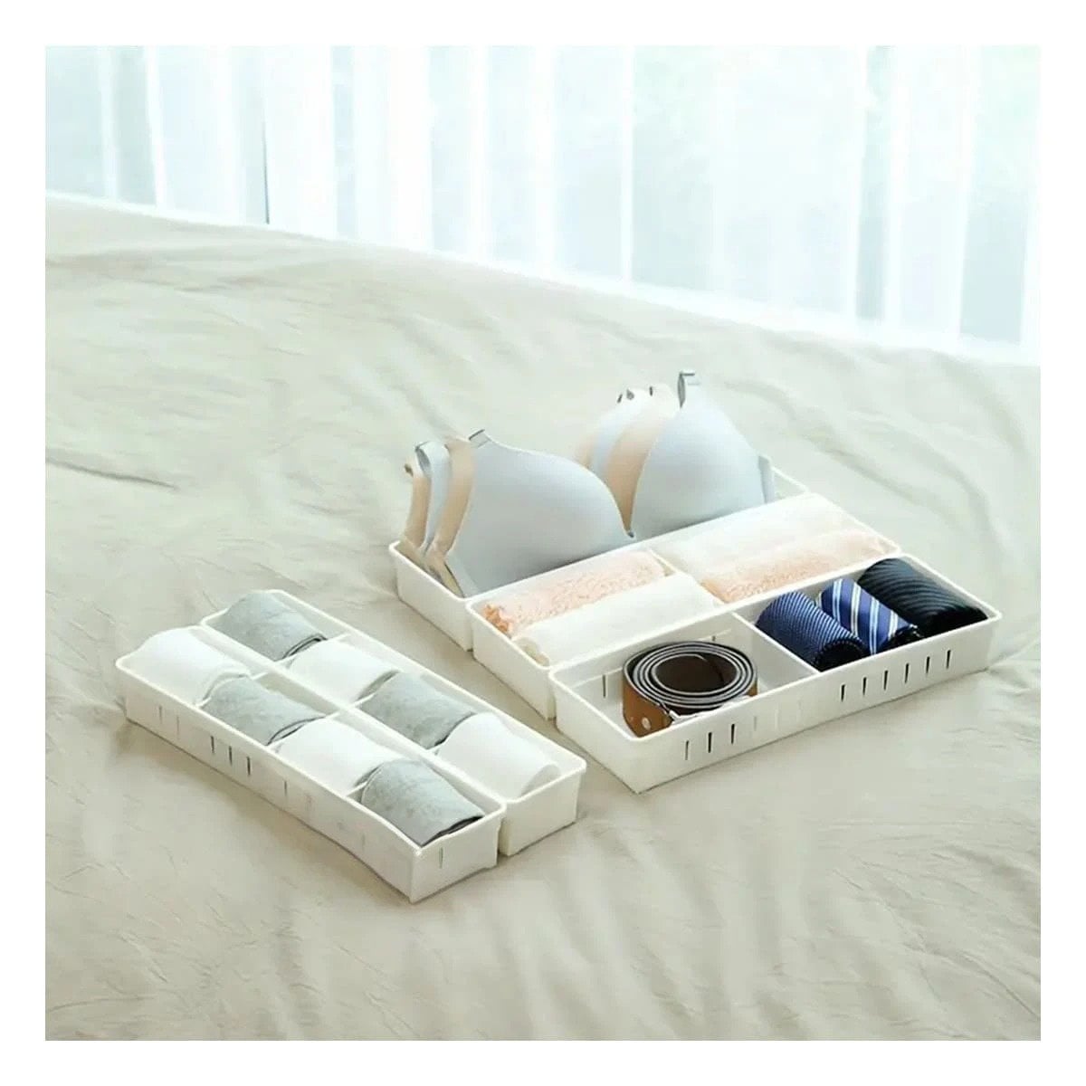 PACK2 CESTA DE ALMACENAMIENTO BLANCA AJUSTABLE CON TABLEROS PARA ORDENAR Y+PAPEL REGALO - 2
