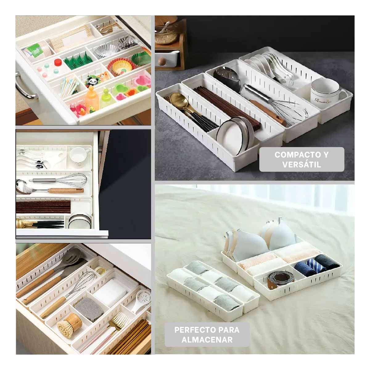 PACK2 CESTA DE ALMACENAMIENTO BLANCA AJUSTABLE CON TABLEROS PARA ORDENAR Y+PAPEL REGALO - 3
